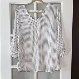 LOFT White and Black Polka Dot Blouse